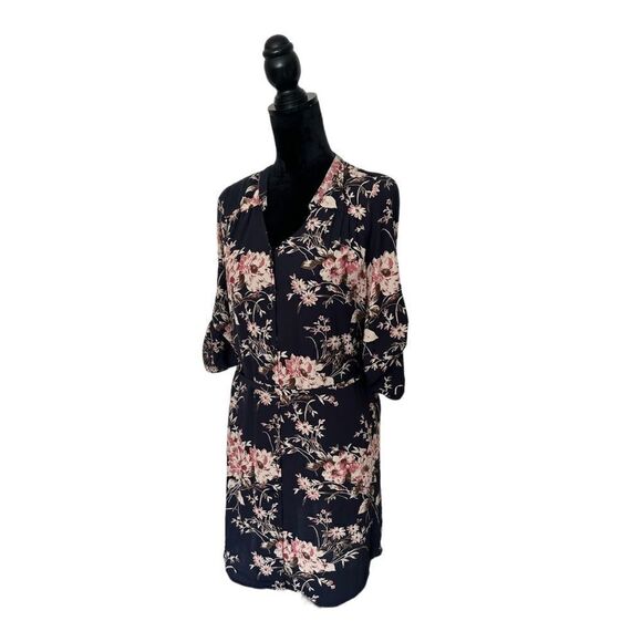 41 Hawthorn Cristen Navy Fall Floral Belted Shirt Dress Size Small NWT - Picture 8 of 16